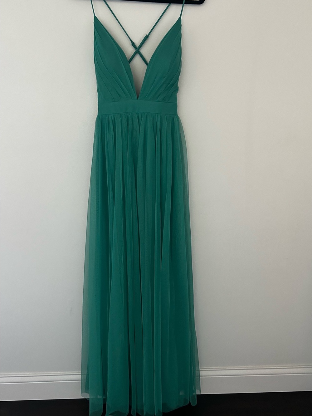 Emerald Sundae Teal Green Crisscross-Strap Maxi Dress